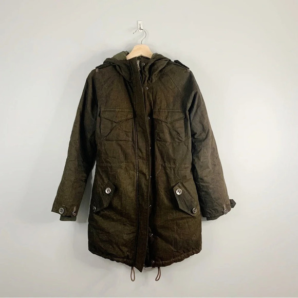 Aritzia Community Parka Jacket Coat Ski Duck Down hemp Recycled Green Small XS - Picture 1 of 16